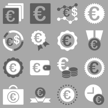Euro bankacılık iş ve hizmet araçları simgeler