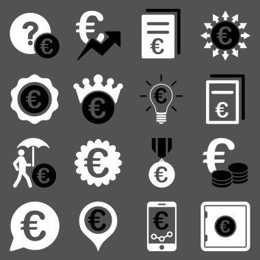 Euro bankacılık iş ve hizmet araçları simgeler