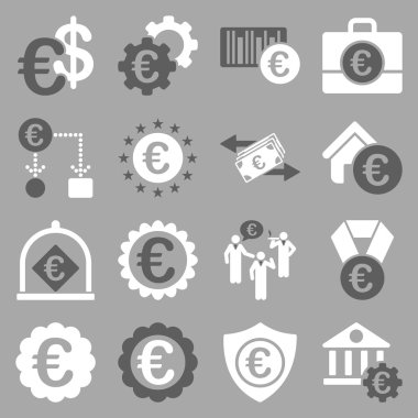 Euro bankacılık iş ve hizmet araçları simgeler