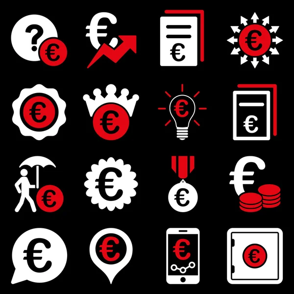 Euro business banking e ferramentas de serviço ícones —  Vetores de Stock