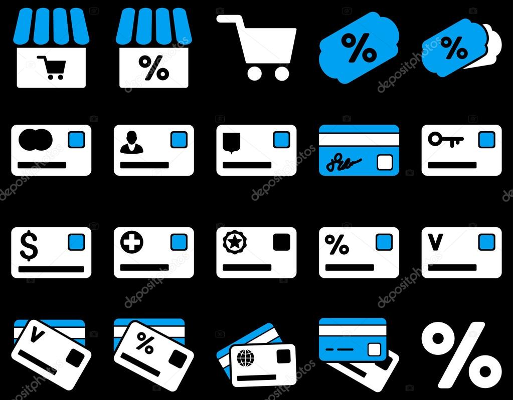 Shopping and bank card icon set