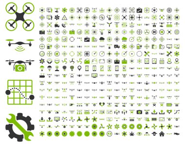 Hava uçağı ve quadcopter araçları simgeler