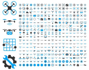 Hava uçağı ve quadcopter araçları simgeler