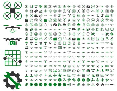 Hava uçağı ve quadcopter araçları simgeler