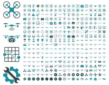 Hava uçağı ve quadcopter araçları simgeler