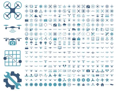 Hava uçağı ve quadcopter araçları simgeler