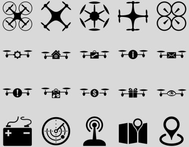 Hava uçak ve quadcopter aracı simgeler