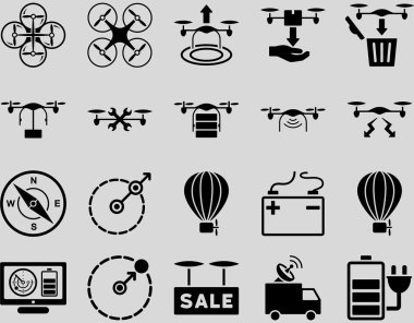 Hava uçak ve quadcopter aracı simgeler