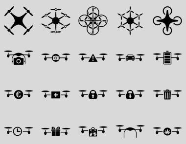 Hava uçak ve quadcopter aracı simgeler