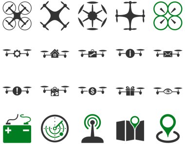 Hava uçak ve quadcopter aracı simgeler
