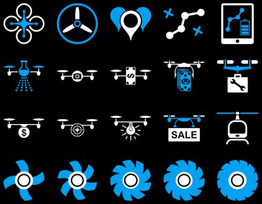 Hava uçak ve quadcopter aracı simgeler