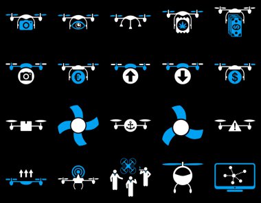 Hava uçak ve quadcopter aracı simgeler