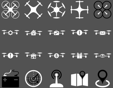 Hava uçak ve quadcopter aracı simgeler