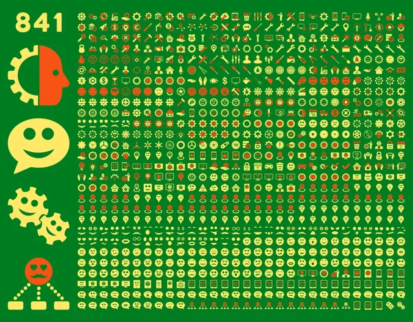 841 smile, gear, tool, map markers, icone mobili — Foto Stock