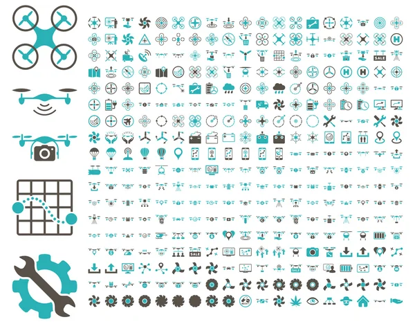 Air drones and quadcopter tools icons — Stock Photo, Image