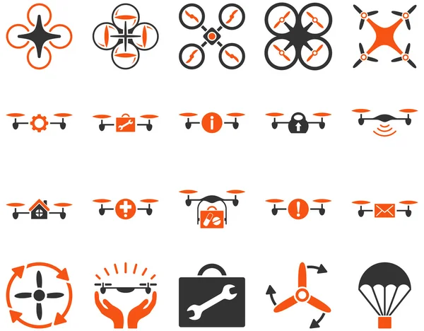 Иконки воздушных дронов и квадрокоптеров — стоковое фото