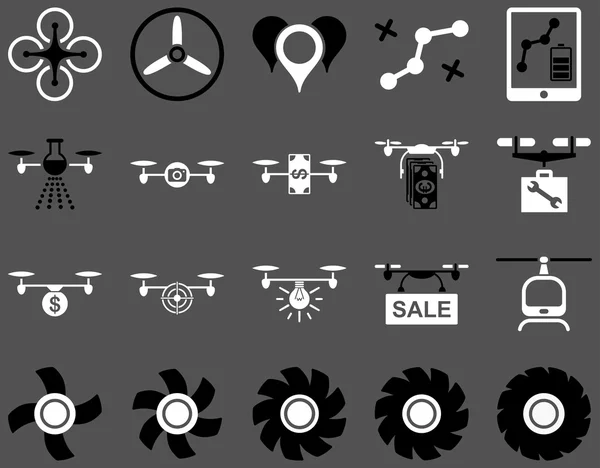 Iconos de herramientas de dron de aire y quadcopter — Foto de Stock