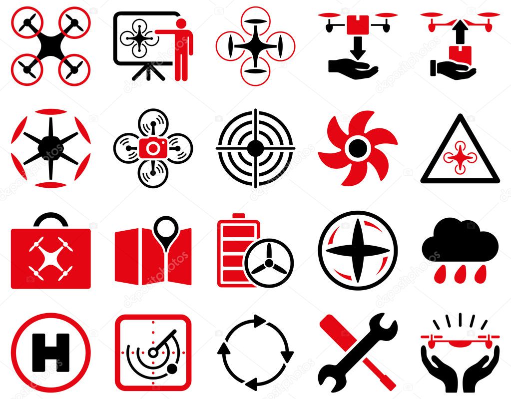 Air drone and quadcopter tool icons