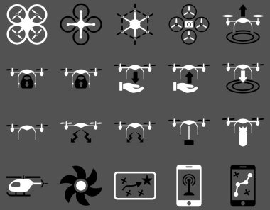 Hava uçak ve quadcopter aracı simgeler