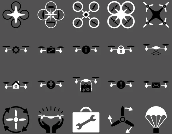 Air drone and quadcopter tool icons — Stock Vector