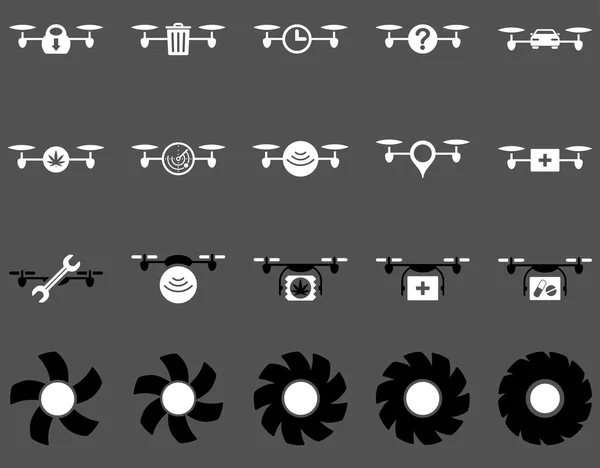 Air drone and quadcopter tool icons — Stock Vector