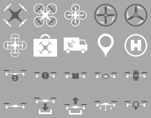 Air drone and quadcopter tool icons — Stock Vector