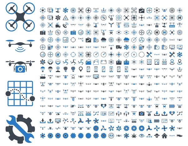 Hava uçağı ve quadcopter araçları simgeler