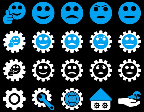 Nastavení a úsměv Gears ikony — Stockový vektor