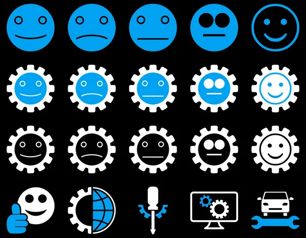 Nástroje a úsměv Gears ikony — Stockový vektor