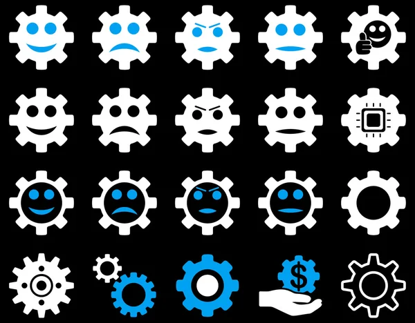 Hulpmiddelen en glimlach Gears pictogrammen — Stockvector