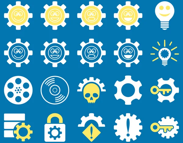 Hulpmiddelen en glimlach Gears pictogrammen — Stockvector