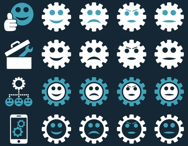 Tools and Smile Gears Icons — Stock Vector