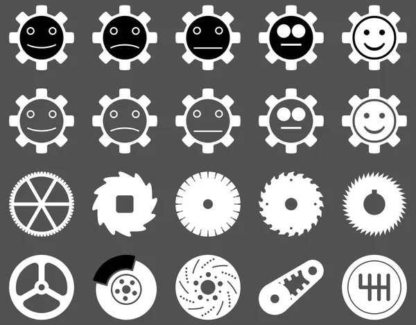 Verktyg och leende Gears ikoner — Stock vektor