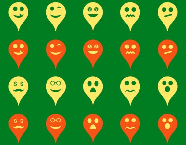 Duygu harita işaretleyici simgeler.