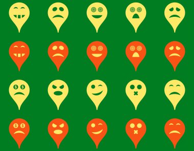 Duygu harita işaretleyici simgeler.