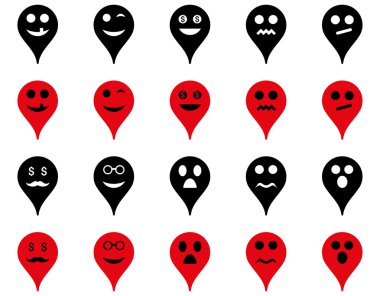 Duygu harita işaretleyici simgeler.