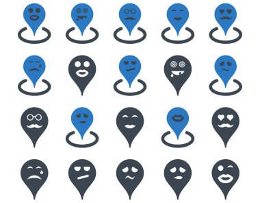 Gülümsüyor konumu simgeler