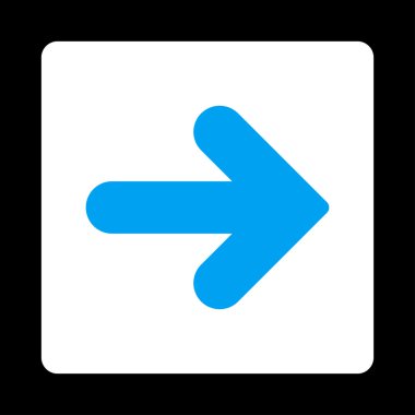 Ok sağ düz mavi ve beyaz renkler düğmesini yuvarlak