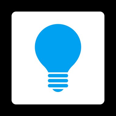 Elektrikli ampul düz mavi ve beyaz renkler düğmesini yuvarlak