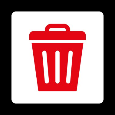 Çöp Can düz yuvarlak kırmızı ve beyaz renkler düğmesi