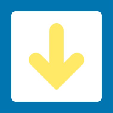 Ok aşağı yuvarlanmış düz sarı ve beyaz renkler düğmesi