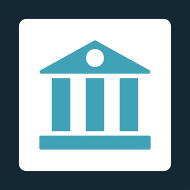 Banka düz mavi ve beyaz renkler düğmesini yuvarlak