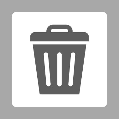 Çöp Can düz yuvarlak koyu gri ve beyaz renkler düğmesi