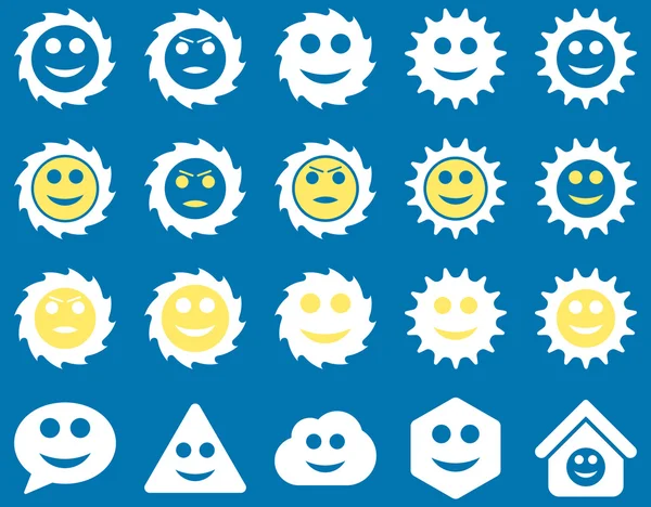Hulpprogramma's, gears, glimlacht, emoties pictogrammen — Stockfoto