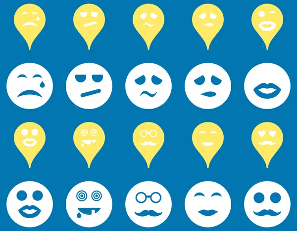 Smiles, map markers icons — Stock Photo, Image