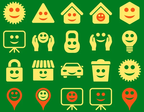 Extra, opties, glimlacht, objecten pictogrammen — Stockfoto