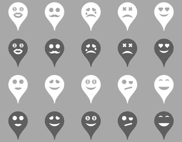 Iconos de marcador de mapa de emoción — Foto de Stock