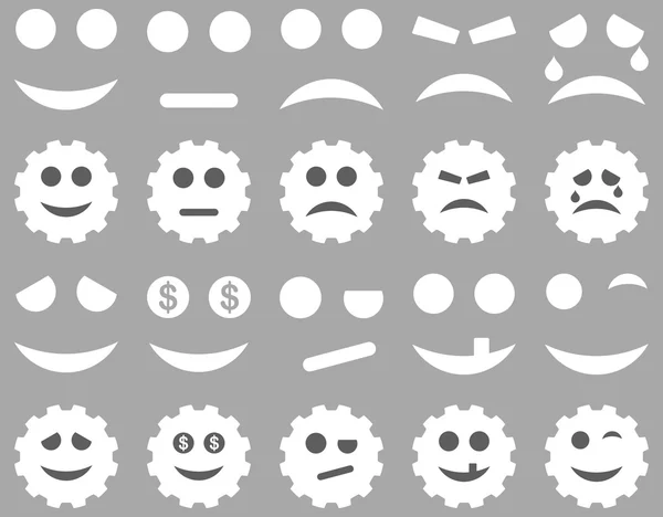 Ferramentas, engrenagens, sorrisos, ícones emoticons — Fotografia de Stock