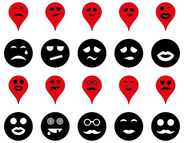 Sonrisas, iconos de marcadores de mapa — Foto de Stock