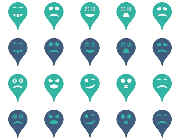 Ícones de marcador de mapa de emoção . — Fotografia de Stock